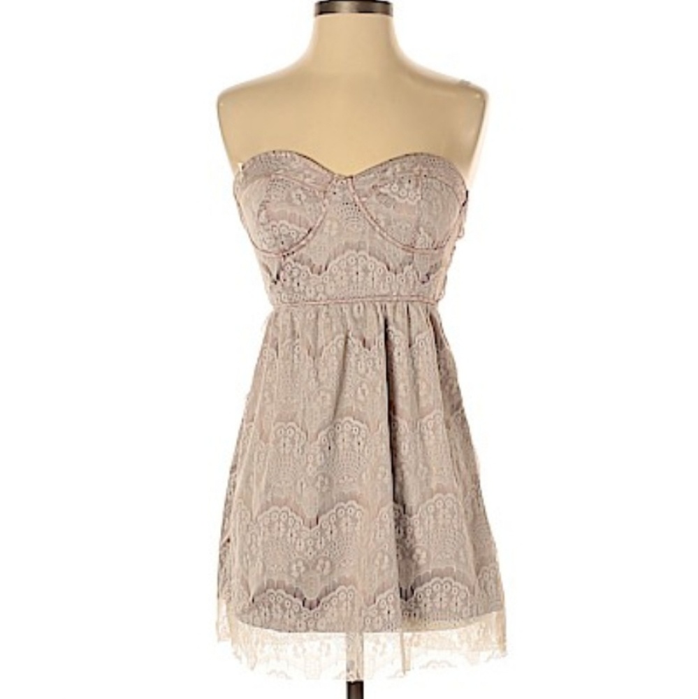 Tan/brown strapless dress